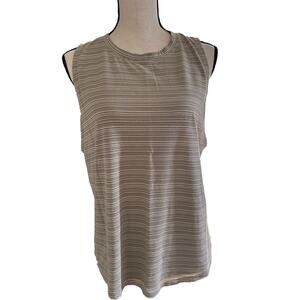 Athleta Womens Cloudlight Khaki Green Striped Muscle Tank Size Large